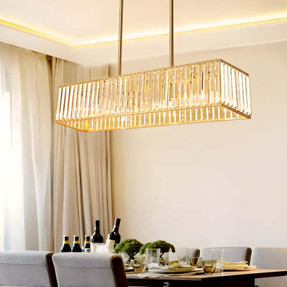 Dimmable Kitchen Island Crystal Rectangle Chandelier