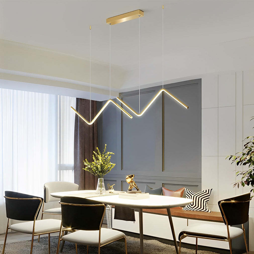 Wavy Linear 3-Step Dimming LED Nordic Pendant Chandelier