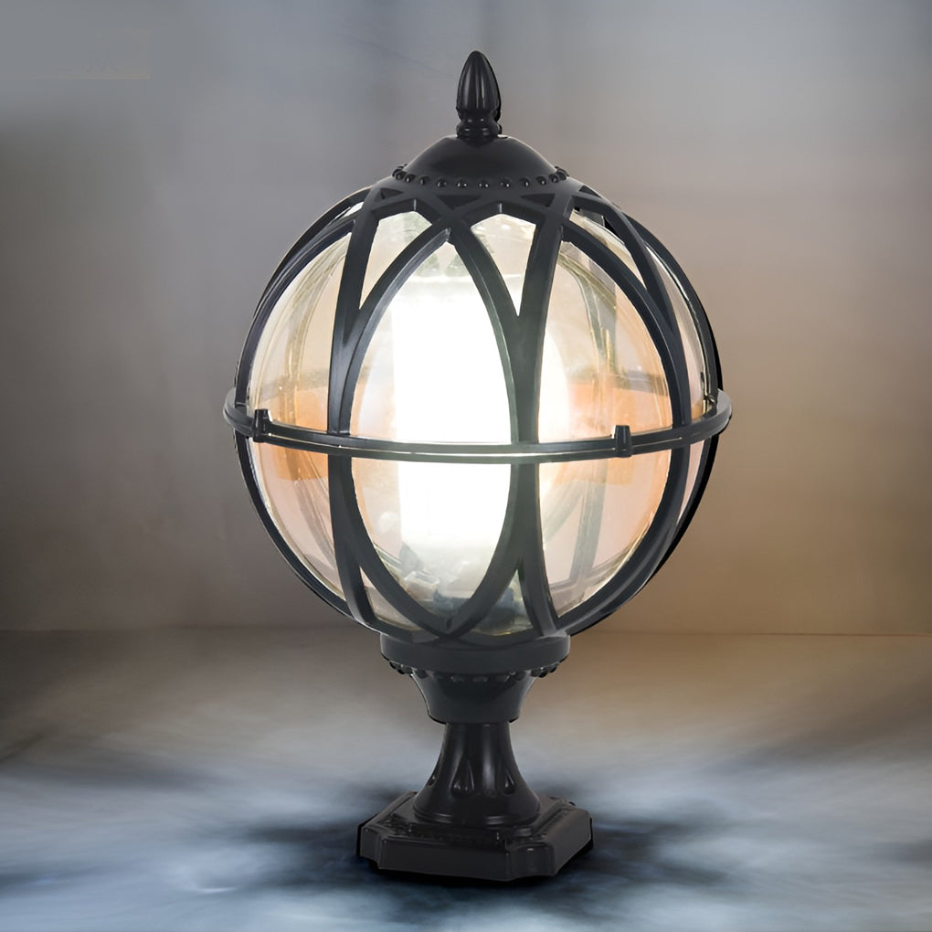 Round Glass E27 Waterproof European Style Outdoor Post Caps Lights-Lighom