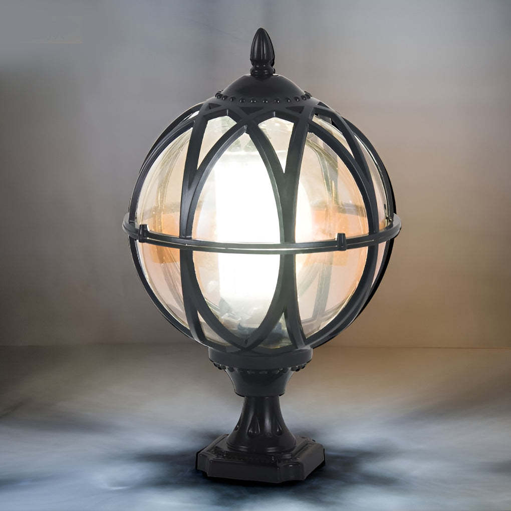 Round Glass E27 Waterproof European Style Outdoor Post Caps Lights-Lighom