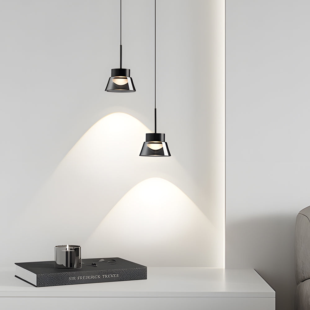 1/2-Light Smoked Gray Glass LED Island Pendant Chandelier