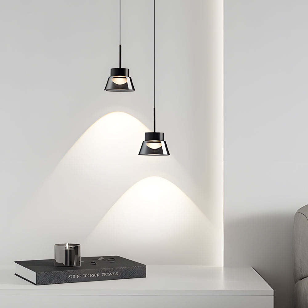 1/2-Light Smoked Gray Glass LED Island Pendant Chandelier