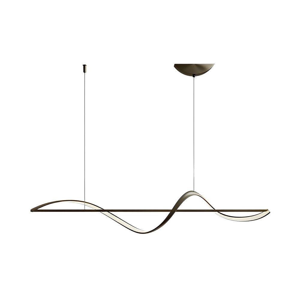 Minimalist Wave Strip LED Copper Modern Dining Chandelier