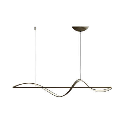 Minimalist Wave Strip LED Copper Modern Dining Chandelier