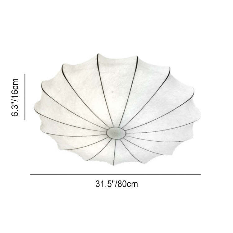 Nordic White Beige Round Faux Silk Flush Ceiling Light