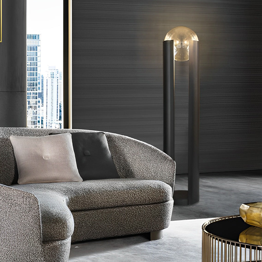 Mid-century amber softwing black table lamps — Floor Lamp