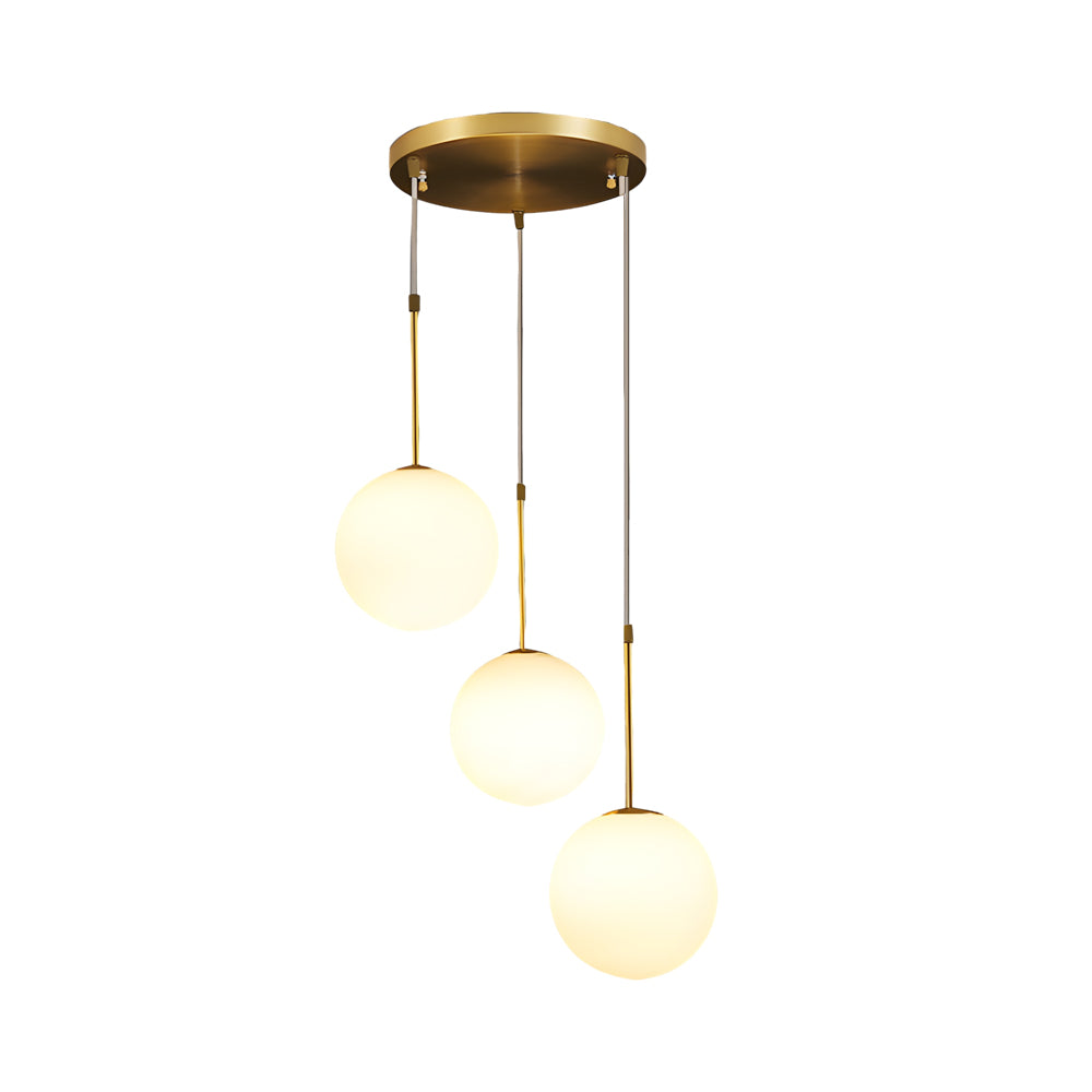 Modern White Glass Globe Gold Island Pendant