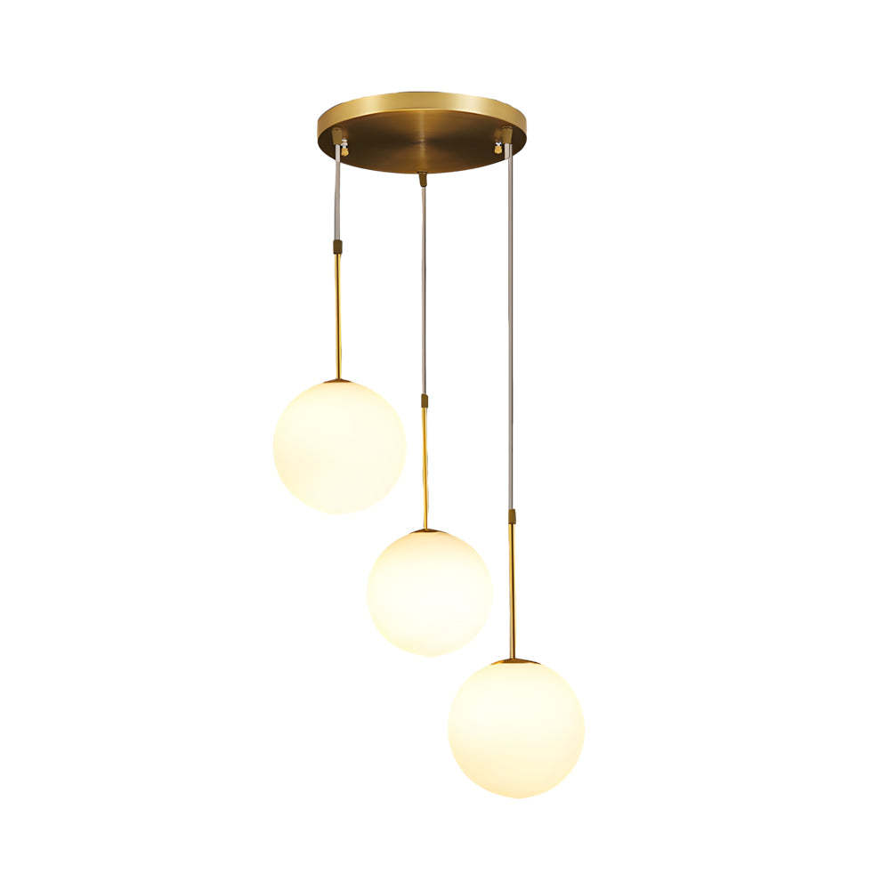 Modern White Glass Globe Gold Island Pendant