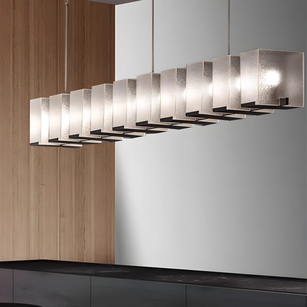 Long Glass LED Post-Modern Dining Chandelier