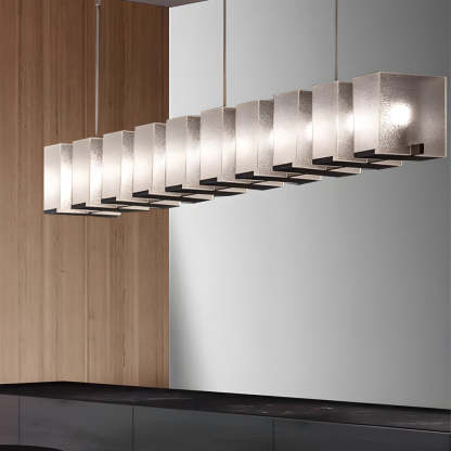 Long Glass LED Post-Modern Dining Chandelier
