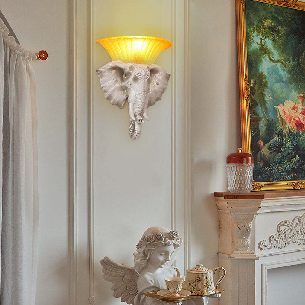 Cartoon Resin Elephant Shape Luxury European Style Wall Sconces Lighting-Lighom