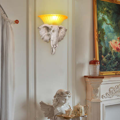 Cartoon Resin Elephant Shape Luxury European Style Wall Sconces Lighting-Lighom