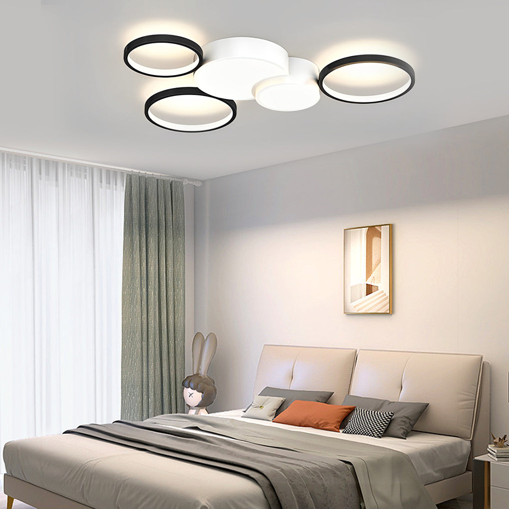 Black synthetic multi-circle flush mount lighting - nordic — Warm White (3000K) / 6-Light