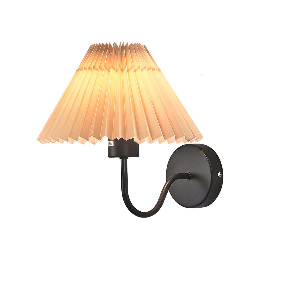 Vintage 1-Light Dimmable Metallic Pleated Fabric Sconce