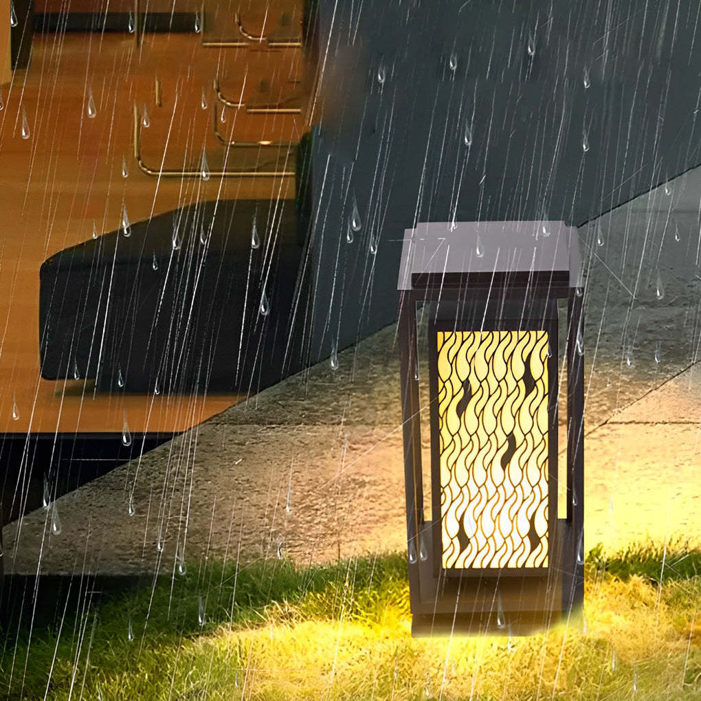 Square Retro Waterproof LED Black Vintage Outdoor Pathway Lights Lawn Lamp-Lighom