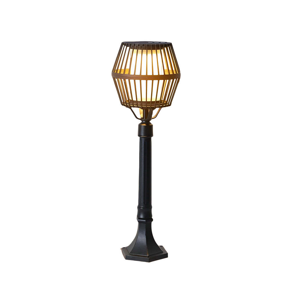 Waterproof Aluminum LED Matte Black Modern Solar Outdoor Lights Lanterns-Lighom