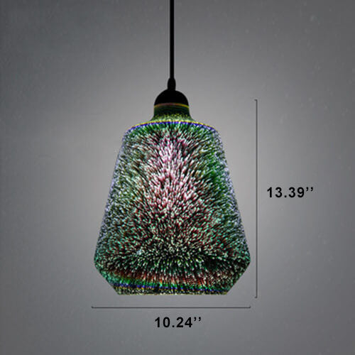 Modern 3D Stained Fireworks Glass Jar Pendant