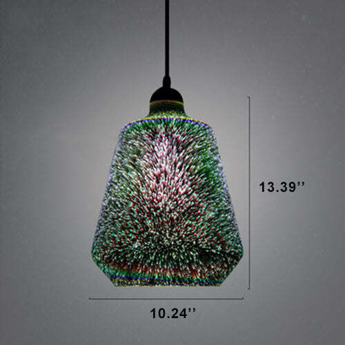 Modern 3D Stained Fireworks Glass Jar Pendant