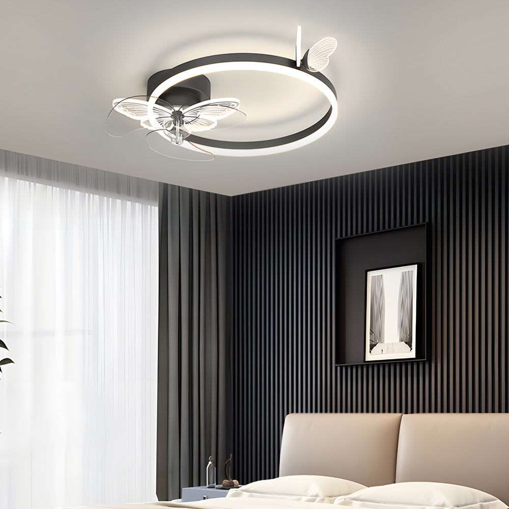 Ring Acrylic Butterflies 3-Step Dimming LED Ceiling Fan