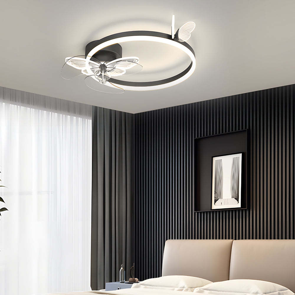 Ring Acrylic Butterflies 3-Step Dimming LED Ceiling Fan