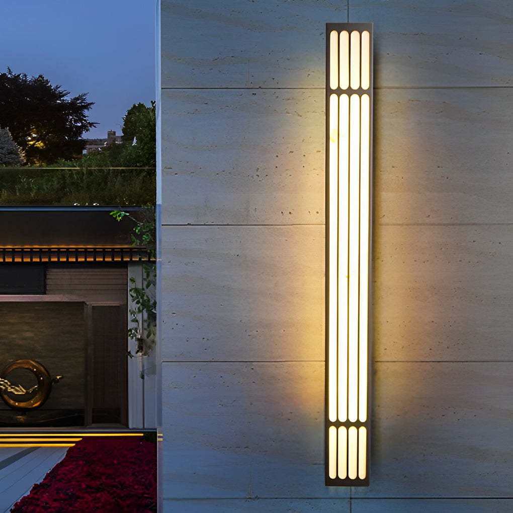 Long Strip Rectangular Waterproof LED Black Modern Outdoor Wall Lamp-Lighom