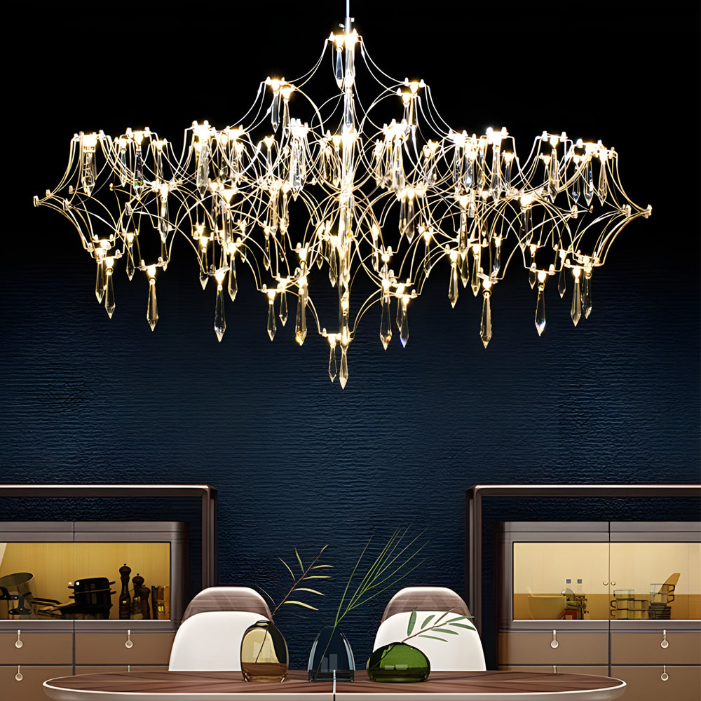 Modern stainless italian gray steel chandeliers — 24.8"X9.4" / Natural White (4000K)