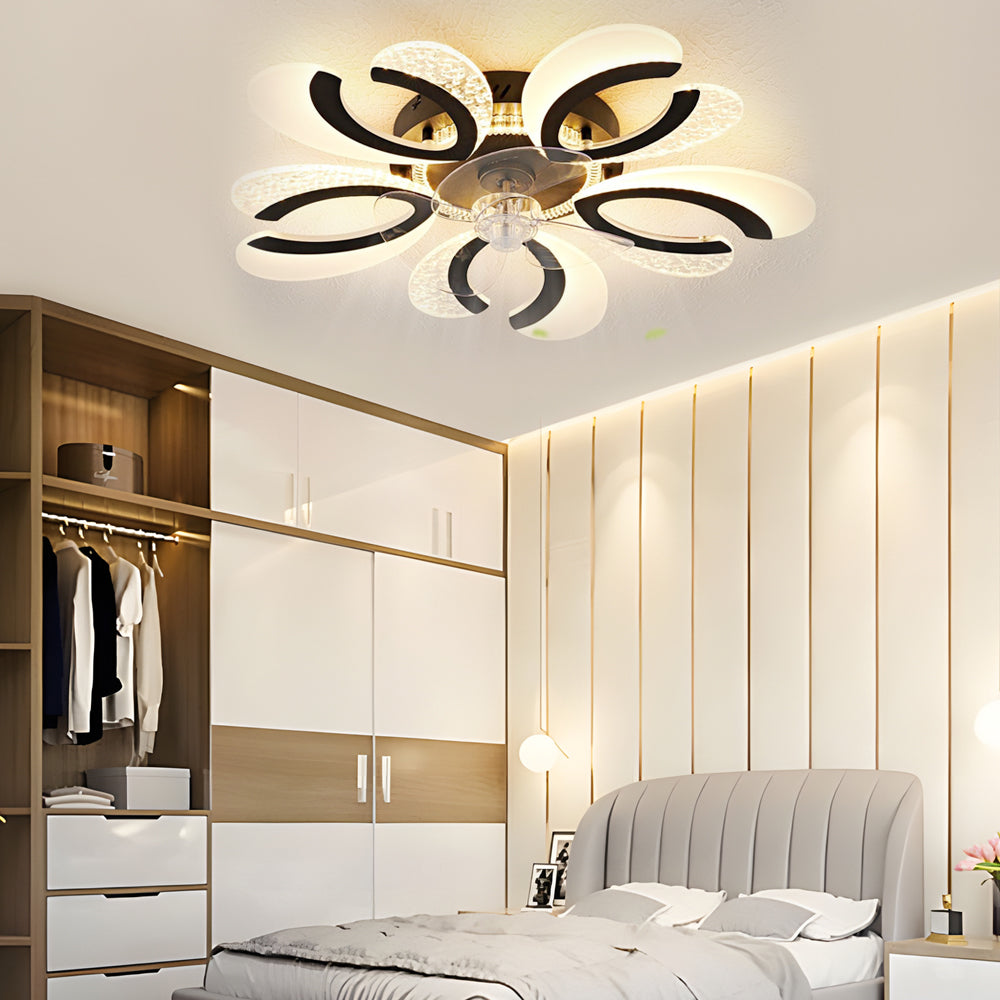 Lighom modern flowers mute synthetic ceiling fans — Matte Black