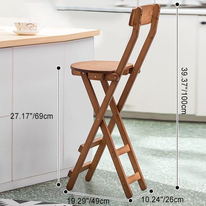 Retro Round Foldable Wood Bar Stool — Teal