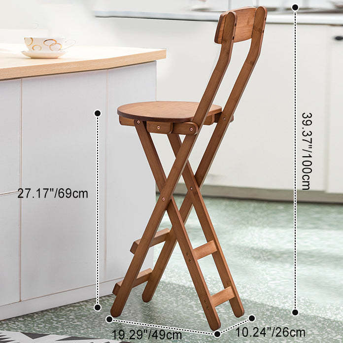 Retro Round Foldable Wood Bar Stool — Teal
