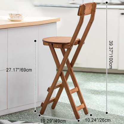 Retro Round Foldable Wood Bar Stool — Teal