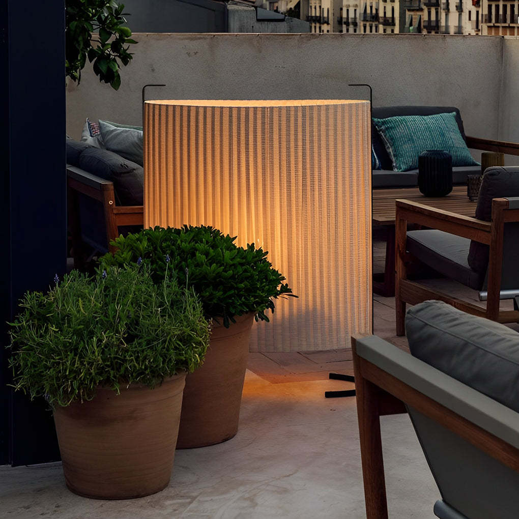 42 in. Modern Japanese Fabric Outdoor Floor Lamp