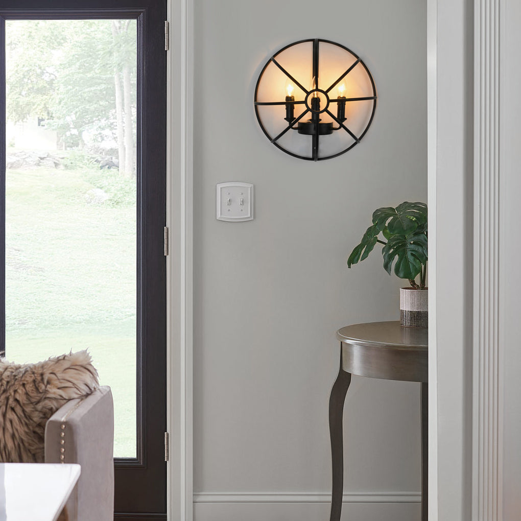 Candle retro hemispherical black iron metal wall sconces