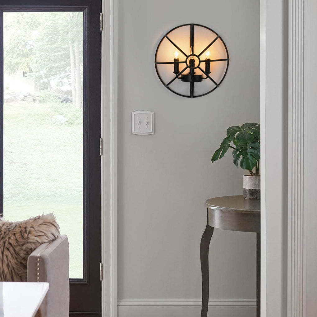 Hemispherical Iron Art Candlelight Black Retro Nostalgic Wall Lights Fixture-Lighom