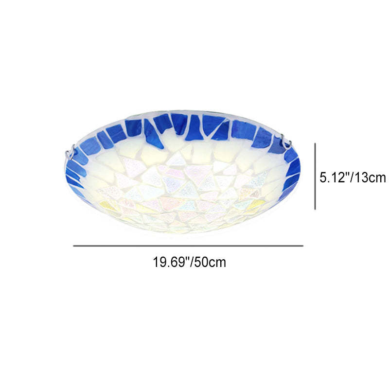 Vintage Mediterranean Shell Dome Flush Ceiling Light