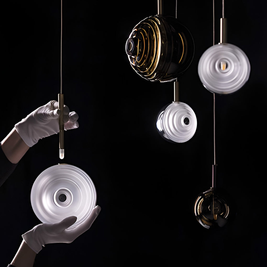 Modern round island gray pendant lighting, Lighom — 4" Diameter / Smoke