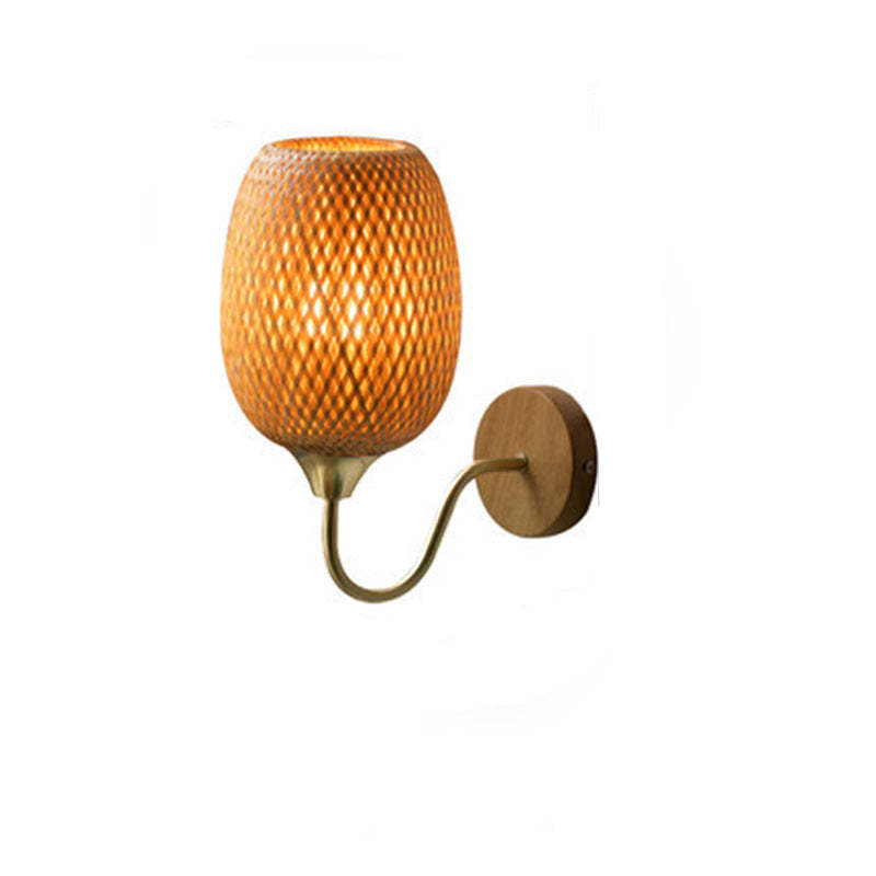 Modern Bamboo Weaving Round Wall Sconce