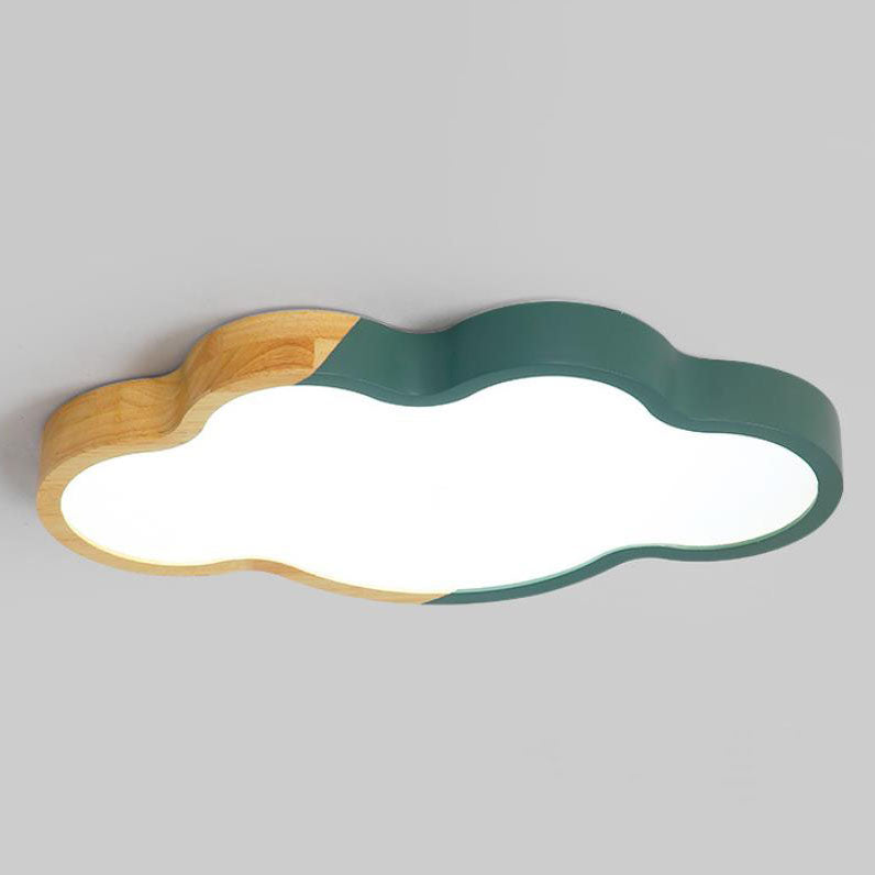 Nordic Wood Cloud Macaron LED Kids Flush Mount Light — Neutral Light (4000K) / Yellow / 110V-120V For US/CA