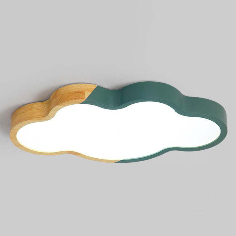 Nordic Wood Cloud Macaron LED Kids Flush Mount Light — Neutral Light (4000K) / Yellow / 110V-120V For US/CA