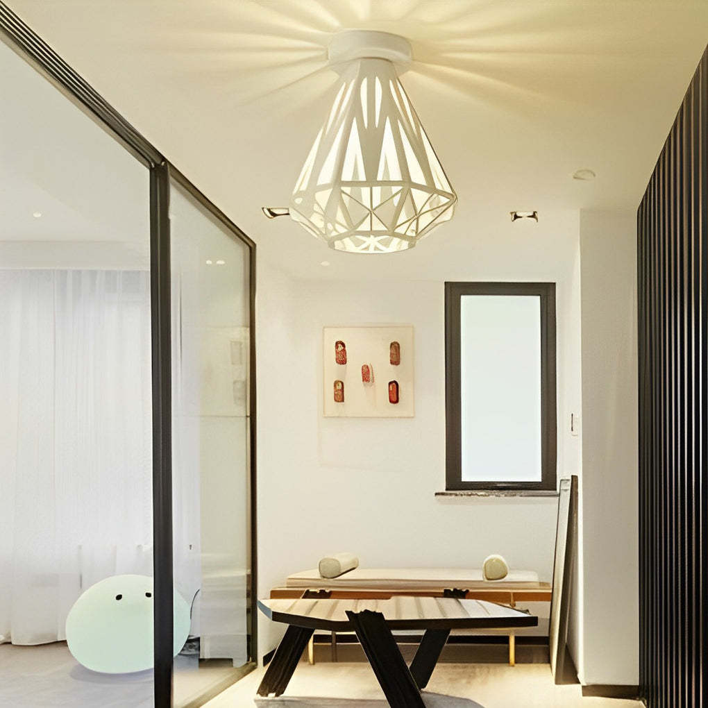 Retro Iron Cage LED American Ceiling Fixture