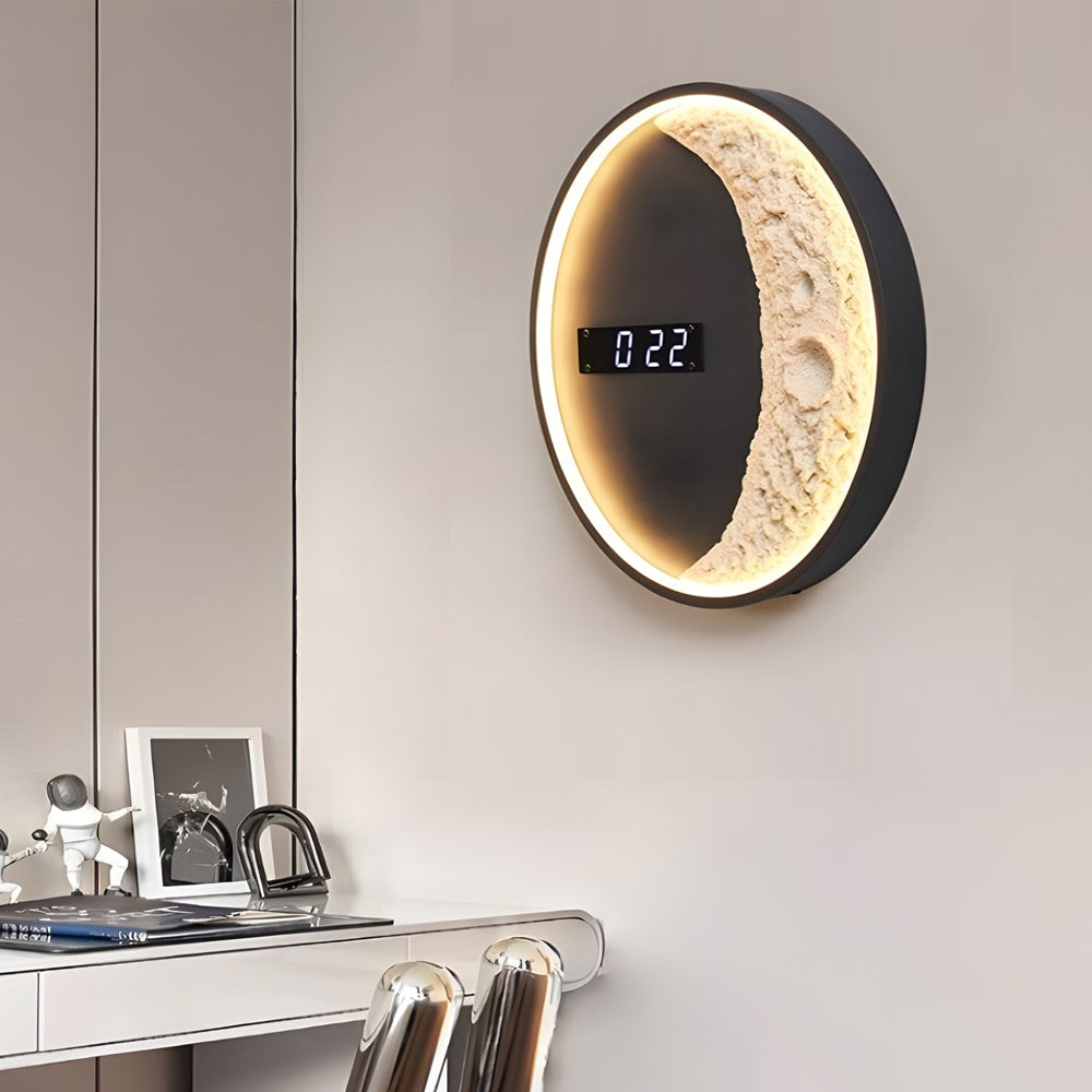Moon LED Wall Light Wall Digital Clock Astronaut Decor 3 Color Wall Lamp-Lighom