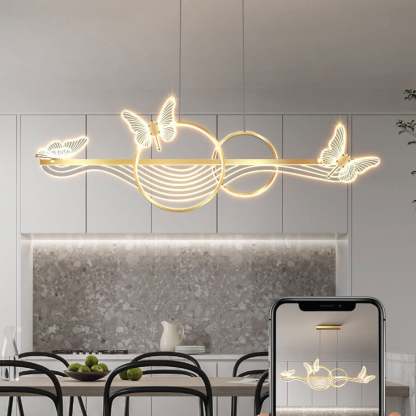 Nordic Butterfly Round Linear Island LED Chandelier