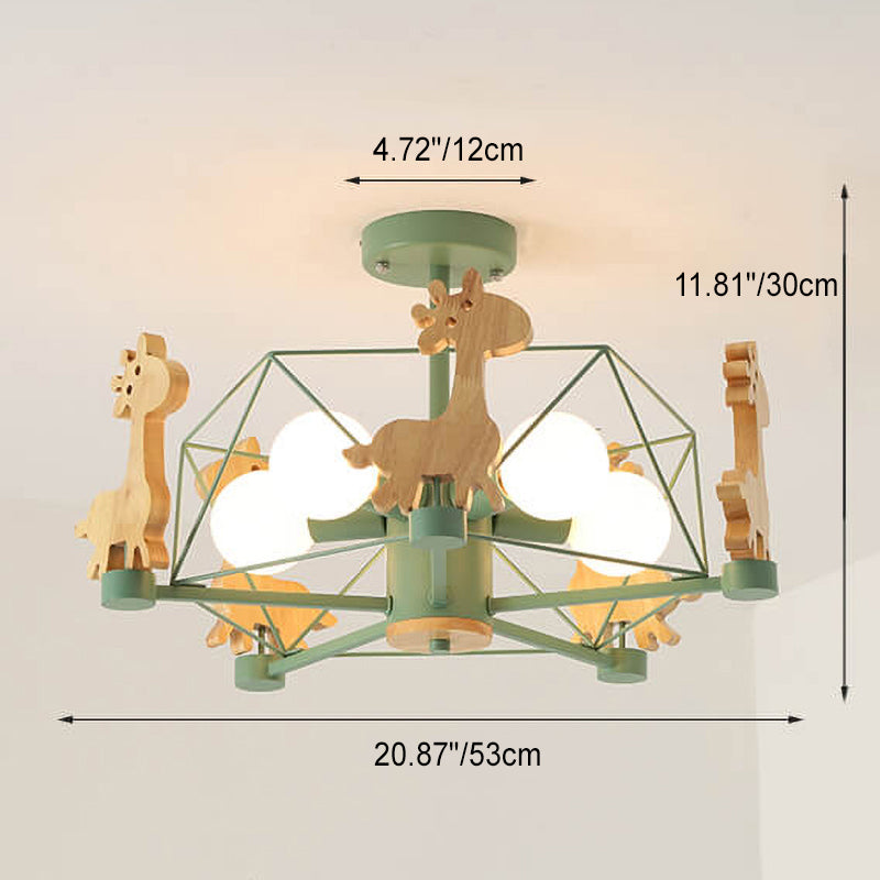 Scandinavian Childlike Giraffe Ceiling Light — Diamond / Pink / 220V-240V For UK/AU