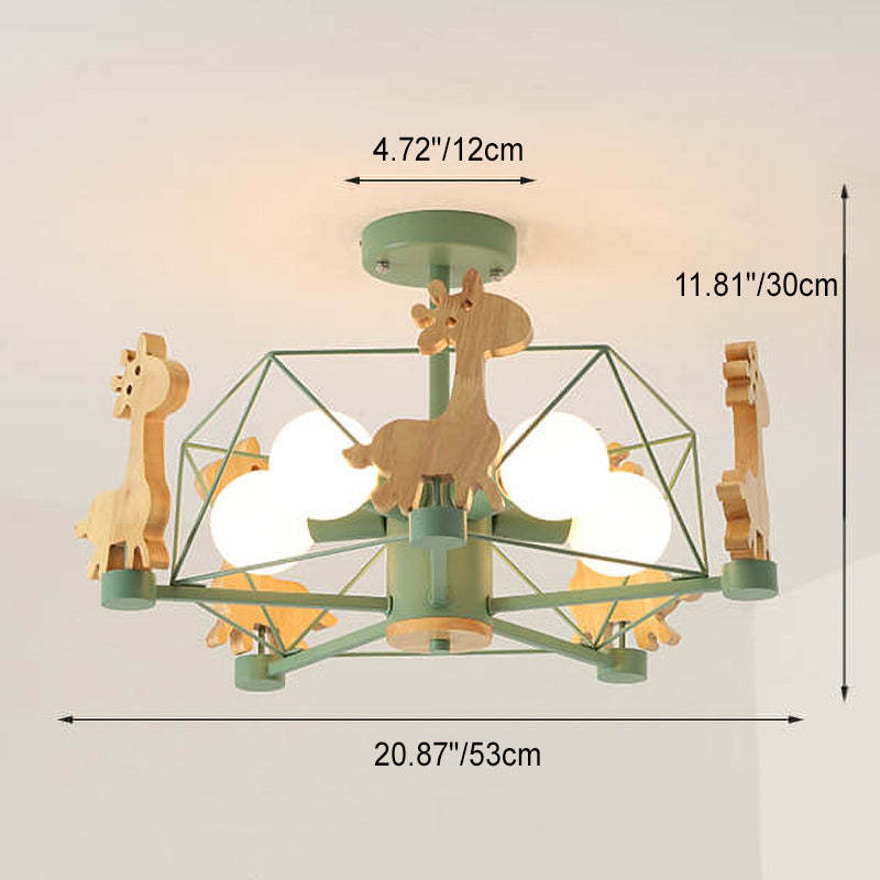 Scandinavian Childlike Giraffe Ceiling Light — Diamond / Pink / 220V-240V For UK/AU