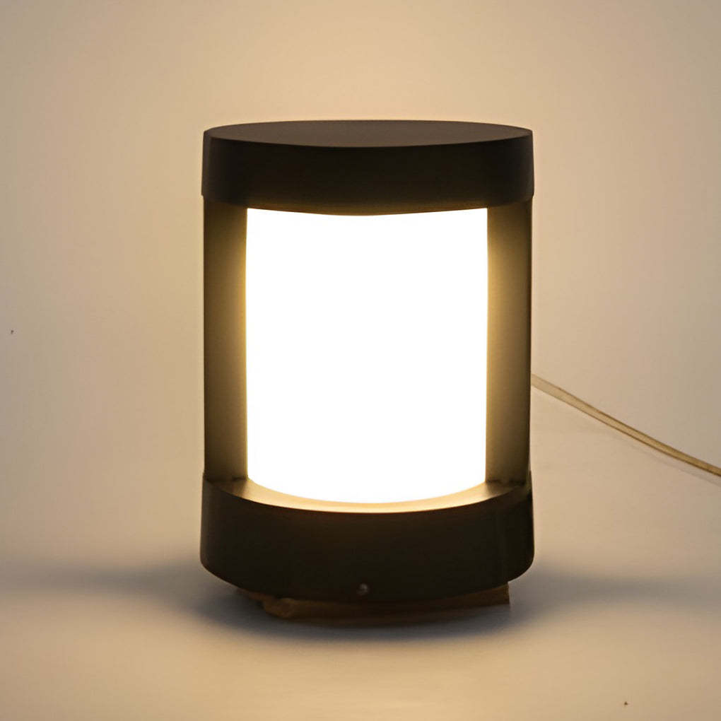 Black Cylindrical LED Pathway Lights Solar and Wired Outdoor Lighting Solutions-Lighom