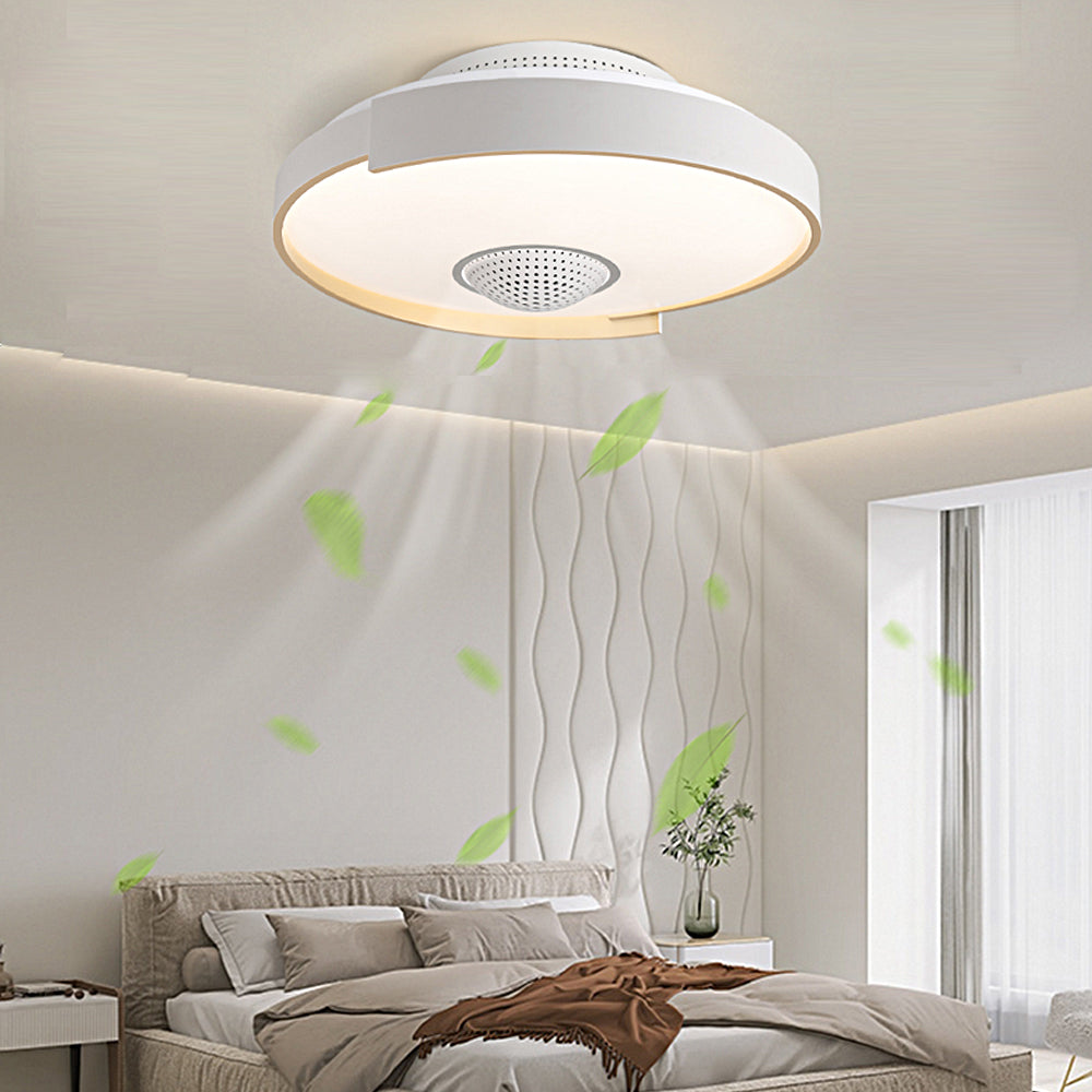 Modern 6-Speed Bladeless Ceiling Fan with Dimmable LED Light  - Round-Lighom