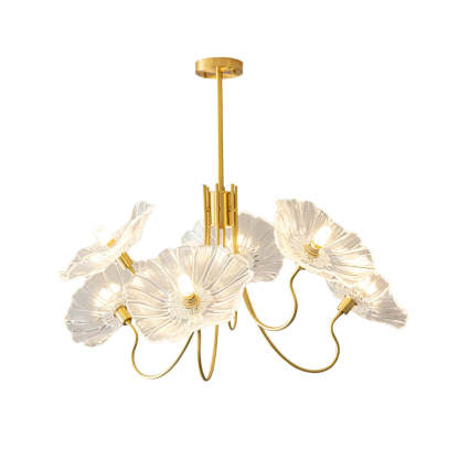 Personalized Glass Flower Shade Copper Minimalist Chandelier