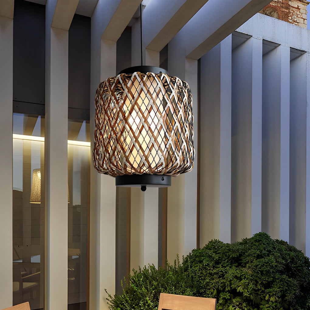 Rattan Waterproof Rustic Modern Outdoor Chandelier Pendants Ceiling Lights-Lighom