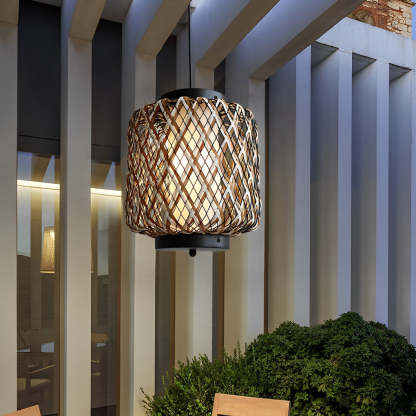 Rattan Waterproof Rustic Modern Outdoor Chandelier Pendants Ceiling Lights-Lighom
