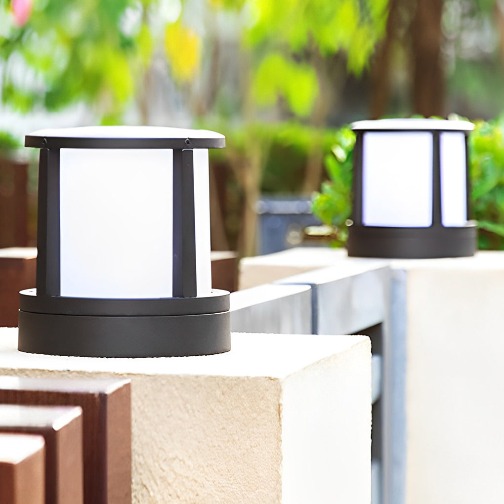 Cylindrical Aluminum LED Waterproof Black Outdoor Fence Post Lights-Lighom