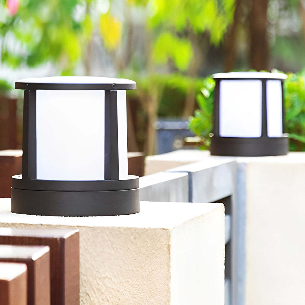 Cylindrical Aluminum LED Waterproof Black Outdoor Fence Post Lights-Lighom